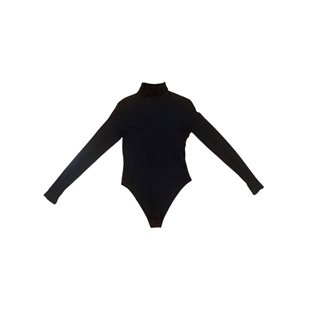 Black Long-Sleeve Turtleneck Bodysuit By H&M Medium Stretch Material Womens Appa